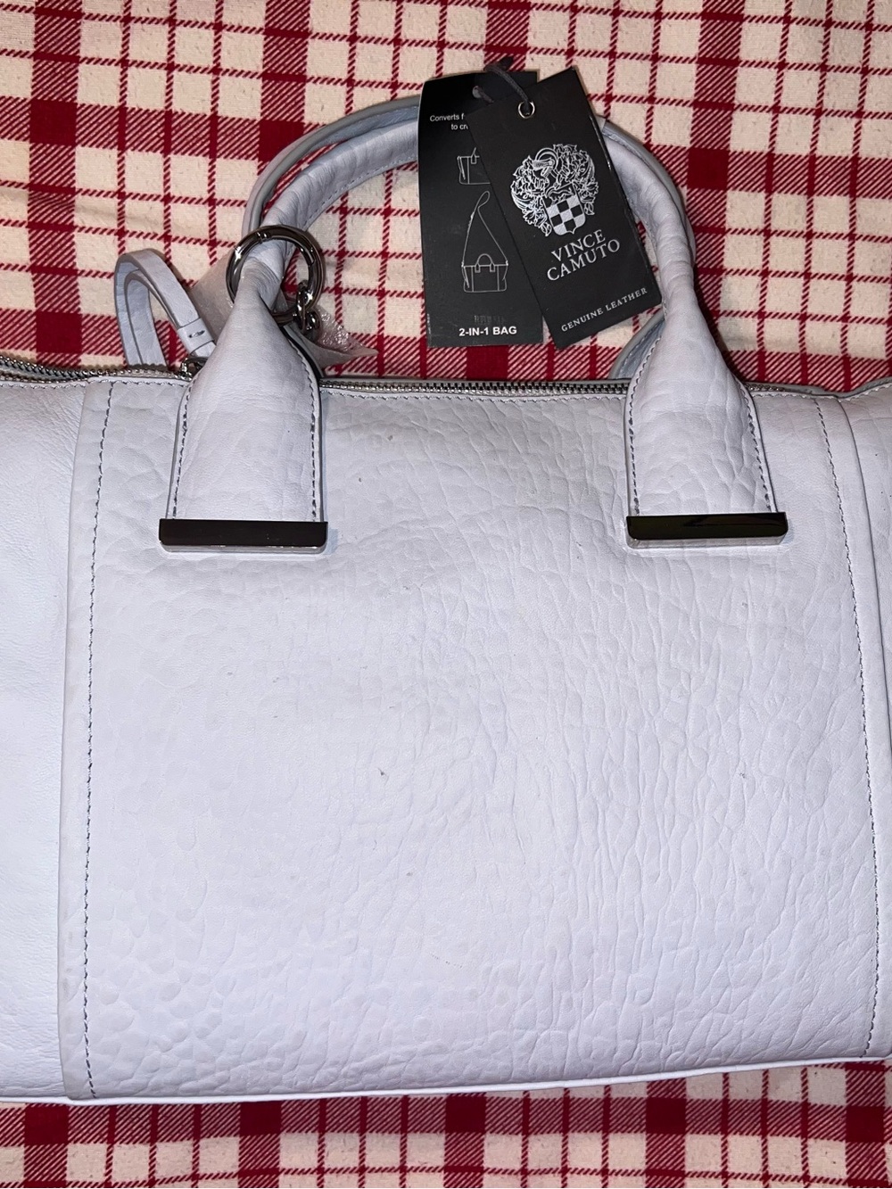 Vince Camuto light blue Textured Leather Satchel